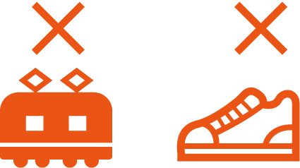 電車と靴イラスト